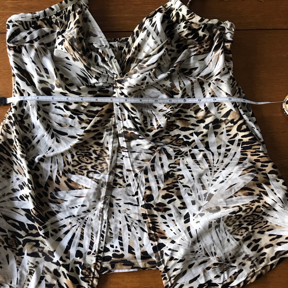 Miraclesuit tankini top, animal print, size 14